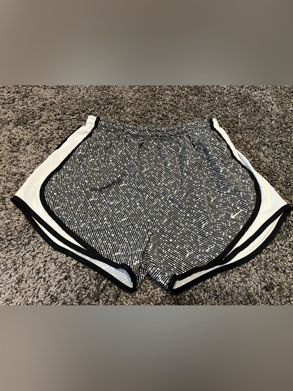 Nike Black & White Striped Women's Athletic Shorts